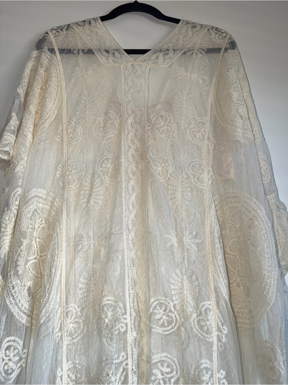 Sheer Lace Boho Maxi Cover-Up - Cream - Picture 5 of 7